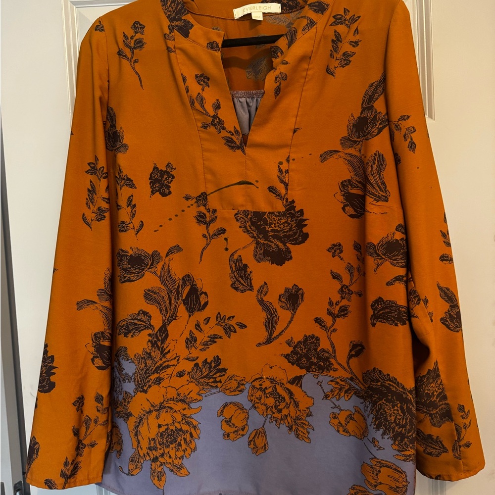 Everleigh Orange and Black Floral Blouse